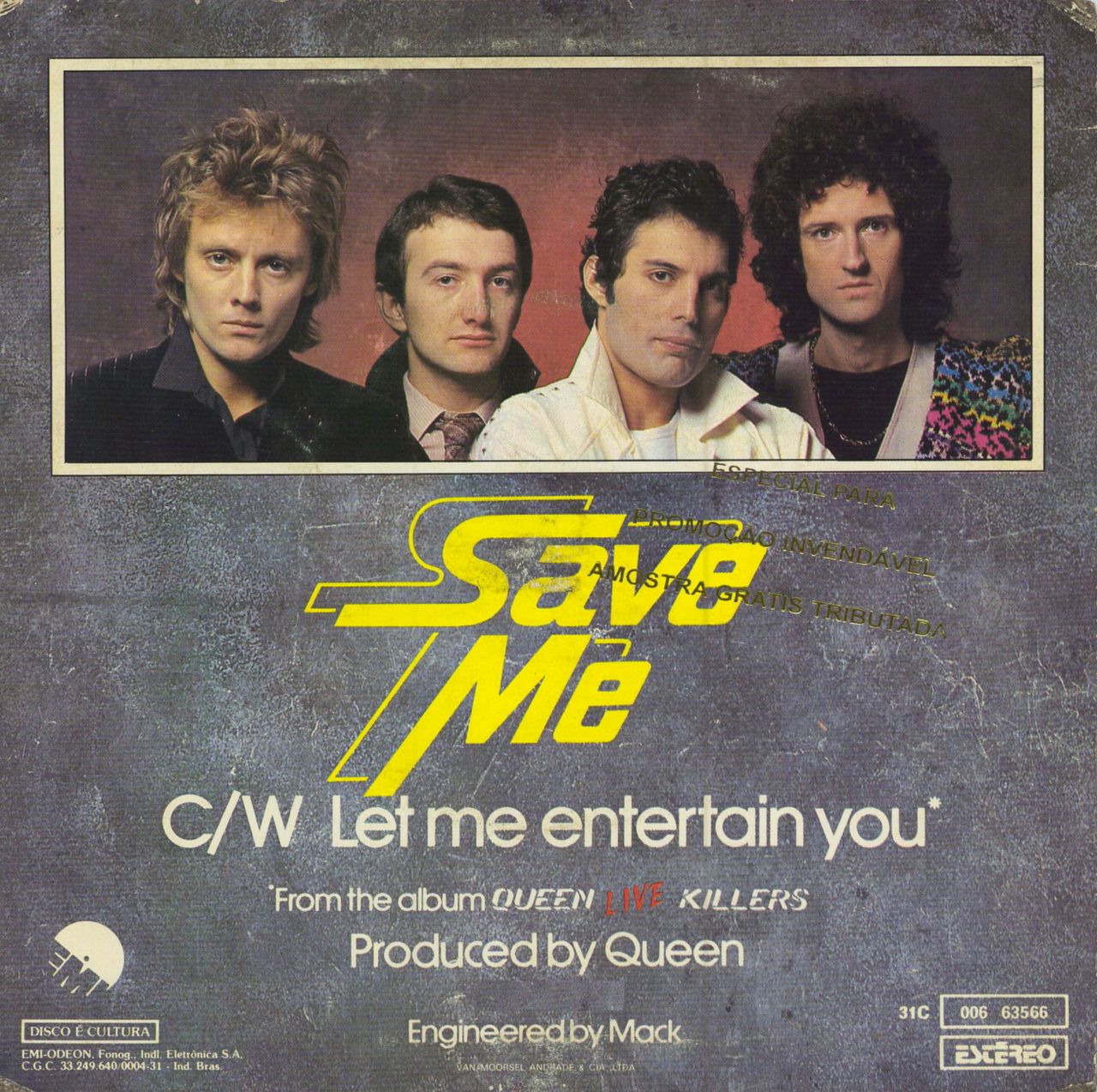 Queen Save Me Brazilian Promo 7" vinyl single (7 inch record / 45)