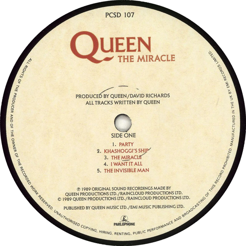 Queen The Miracle UK vinyl LP album (LP record) 077779235711