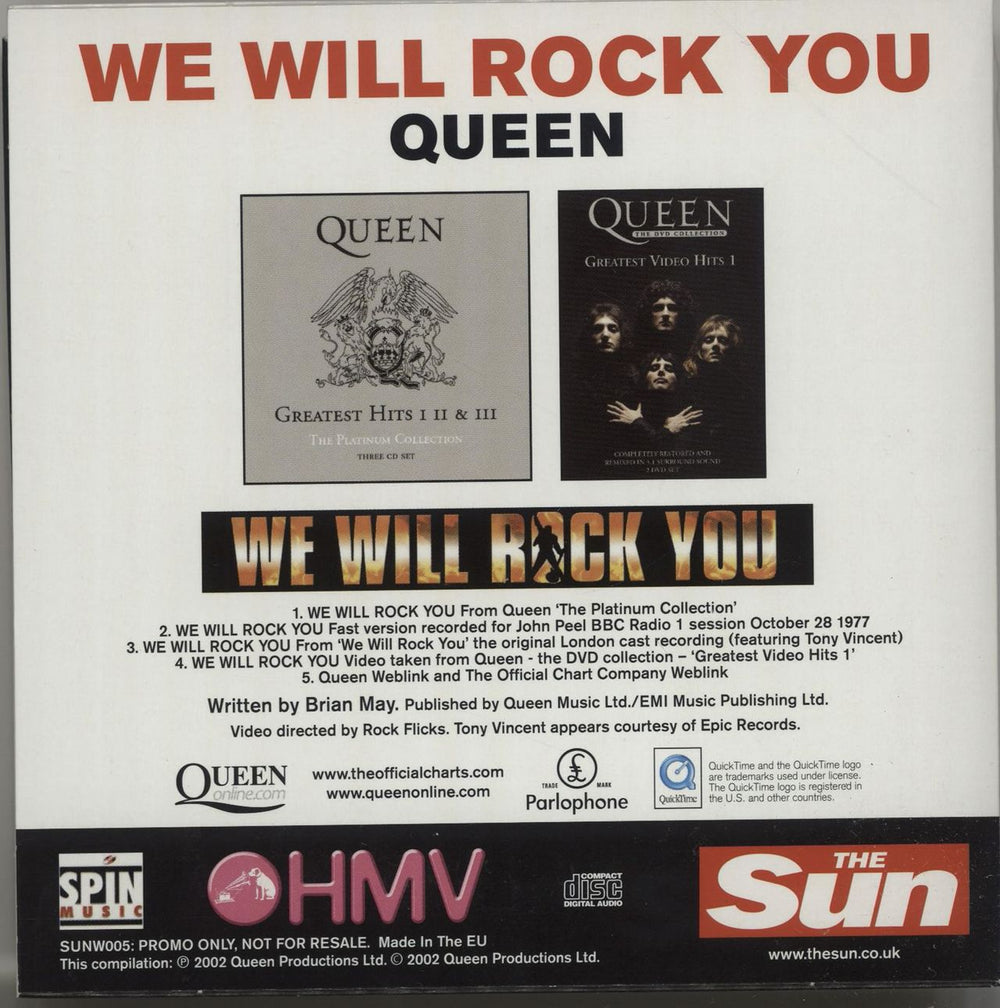 Queen We Will Rock You UK Promo CD single (CD5 / 5") QUEC5WE226367