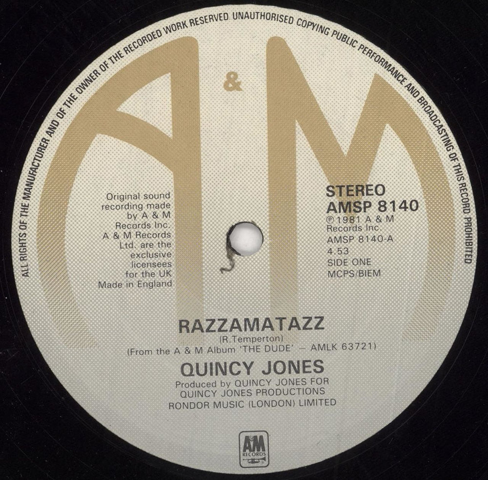 Quincy Jones Razzamatazz UK 12" vinyl single (12 inch record / Maxi-single) QUJ12RA525980