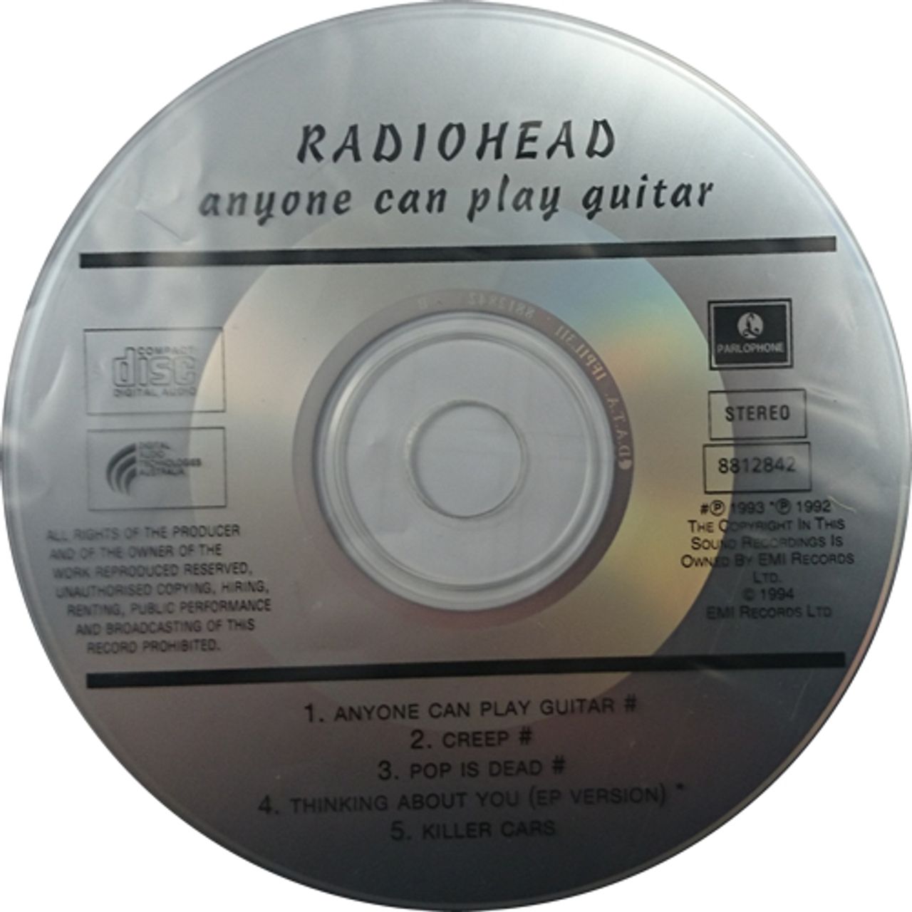 Radiohead Anyone Can Play Guitar - Silver Disc Australian CD single