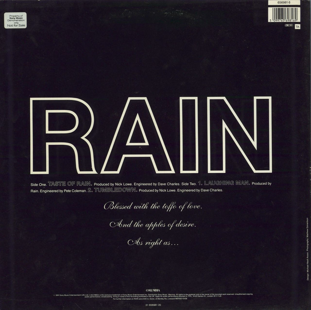 Rain (UK) Taste Of Rain UK 12" vinyl single (12 inch record / Maxi-single)