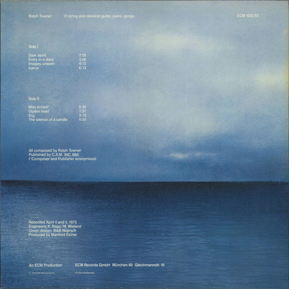 Ralph Towner Diary German vinyl LP album (LP record)