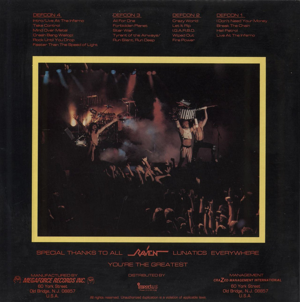 Raven Live US 2-LP vinyl record set (Double LP Album)