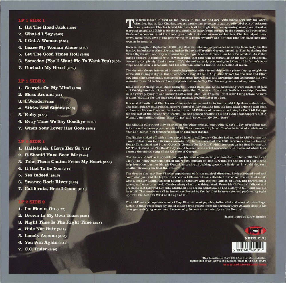 Ray Charles The Ultimate Collection - Transparent Vinyl - 180gm UK 2-LP vinyl record set (Double LP Album) 5060143491917