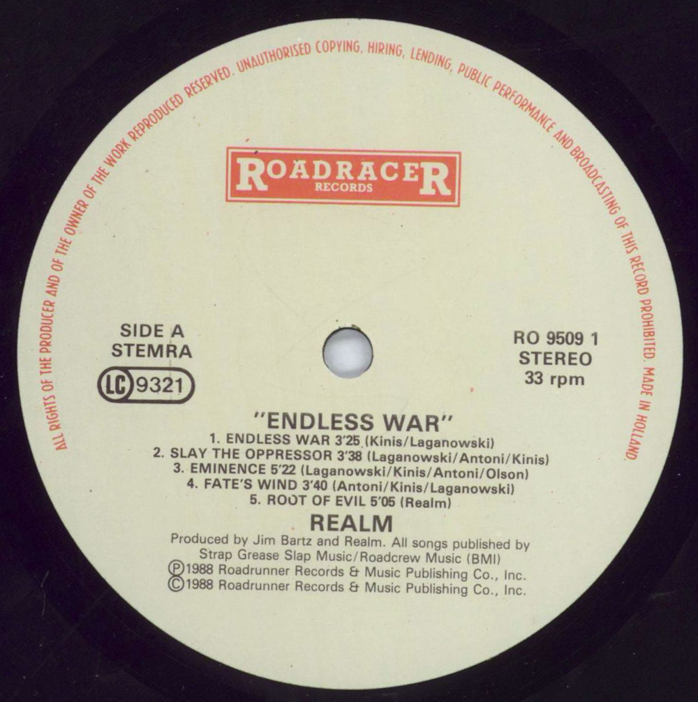 Realm Endless War Dutch vinyl LP album (LP record) 1OALPEN818766