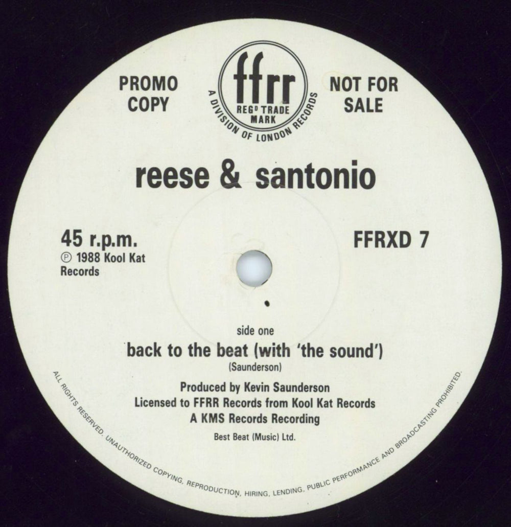 Reese & Santonio Back To The Beat (With 'The Sound') UK 12" vinyl single (12 inch record / Maxi-single) FFRXD7