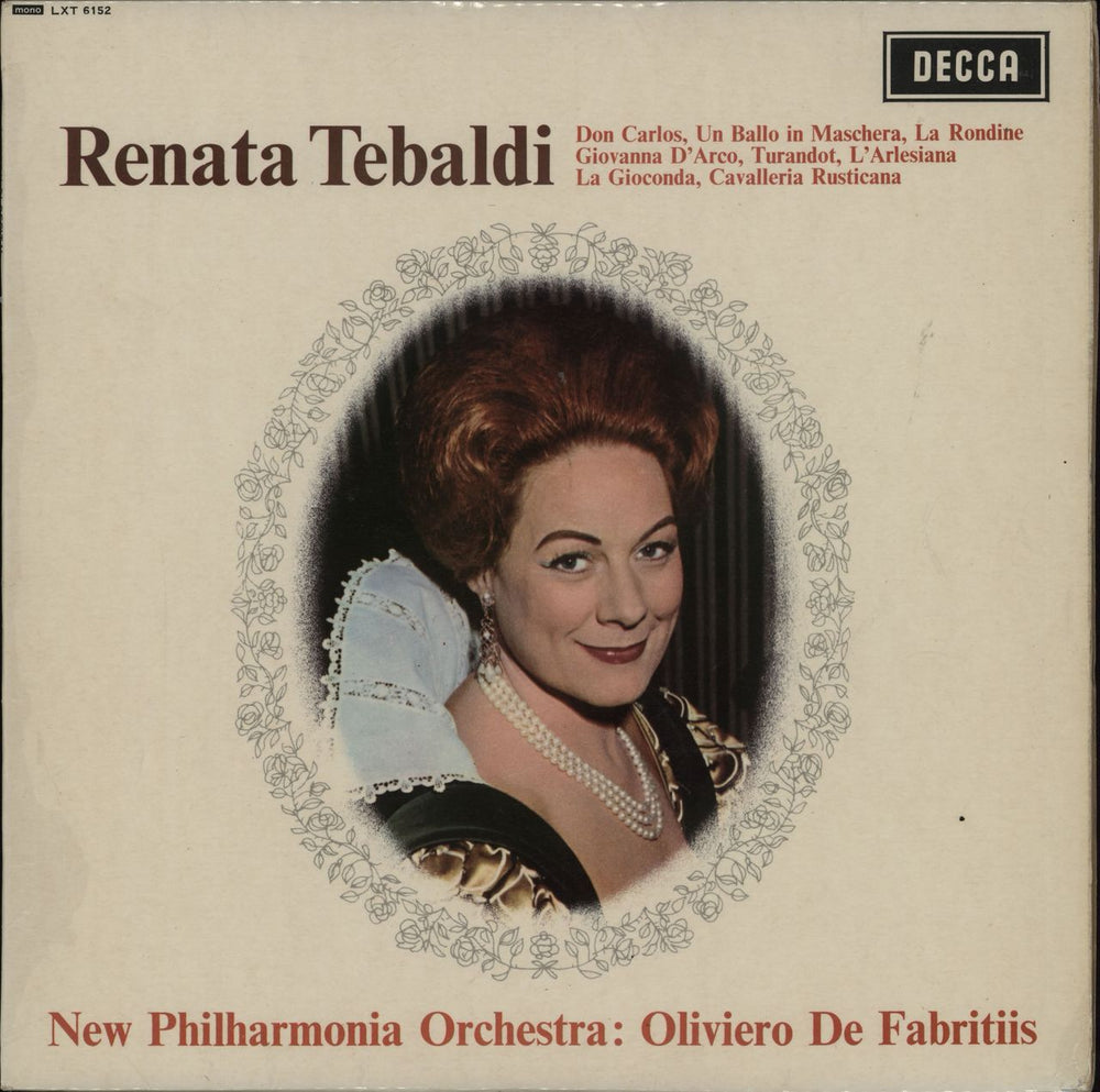 Renata Tebaldi Renata Tebaldi Recital UK vinyl LP album (LP record) LXT6152