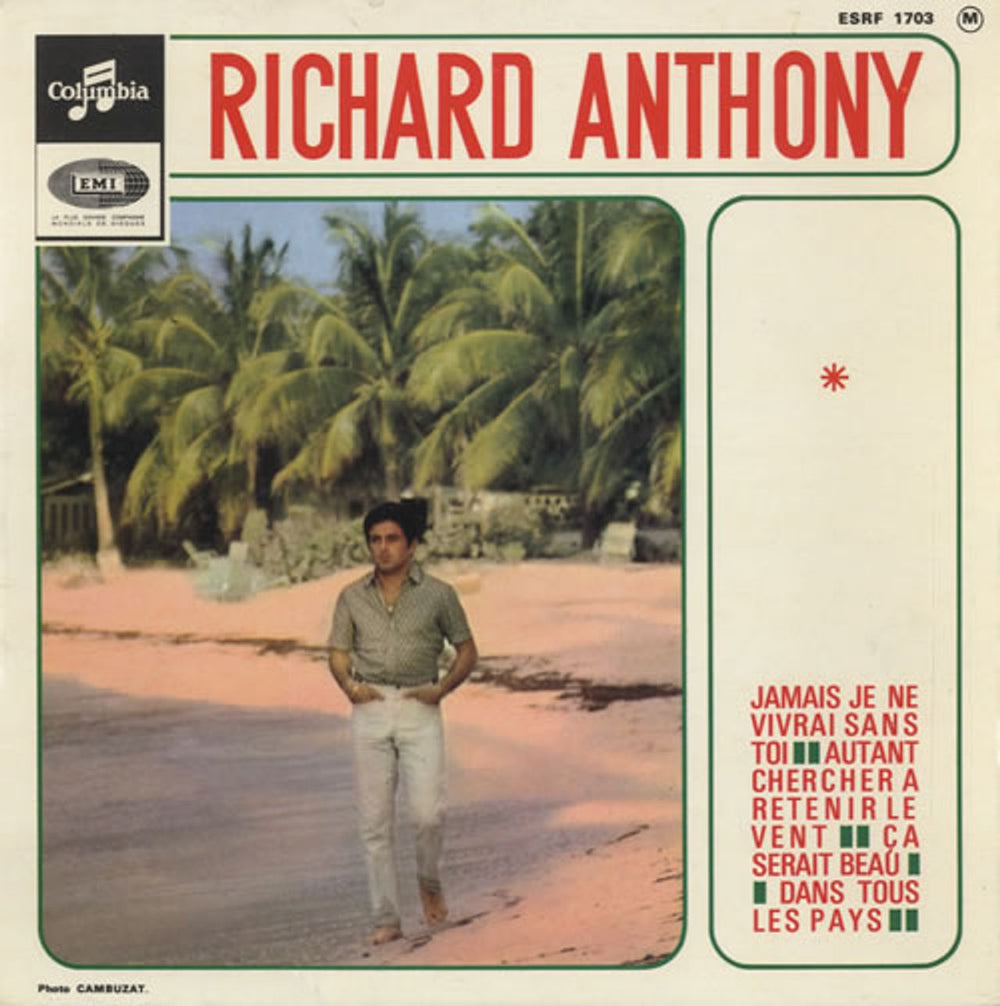 Richard Anthony Jamais Je Ne Vivrai Sans Toi EP French 7" vinyl single (7 inch record / 45) ESRF1703