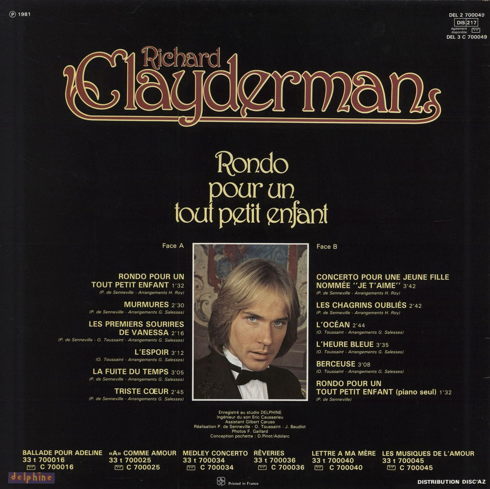 Richard Clayderman Rondo Pour Un Tout Petit Enfant French vinyl LP album (LP record)