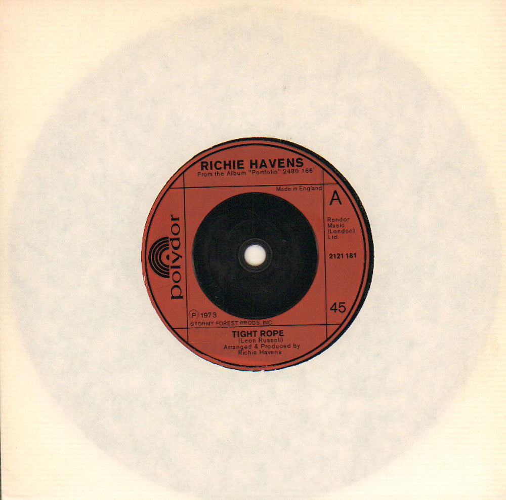 Richie Havens Tight Rope UK 7" vinyl single (7 inch record / 45) 2121-181