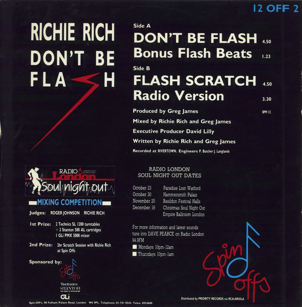 Richie Rich Don't Be Flash UK 12" vinyl single (12 inch record / Maxi-single)