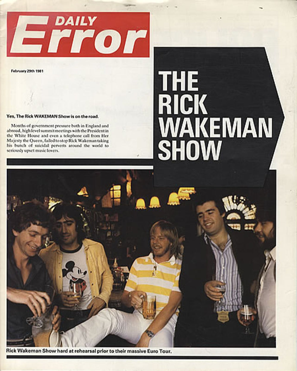 Rick Wakeman Daily Error UK tour programme TOUR PROGRAMME