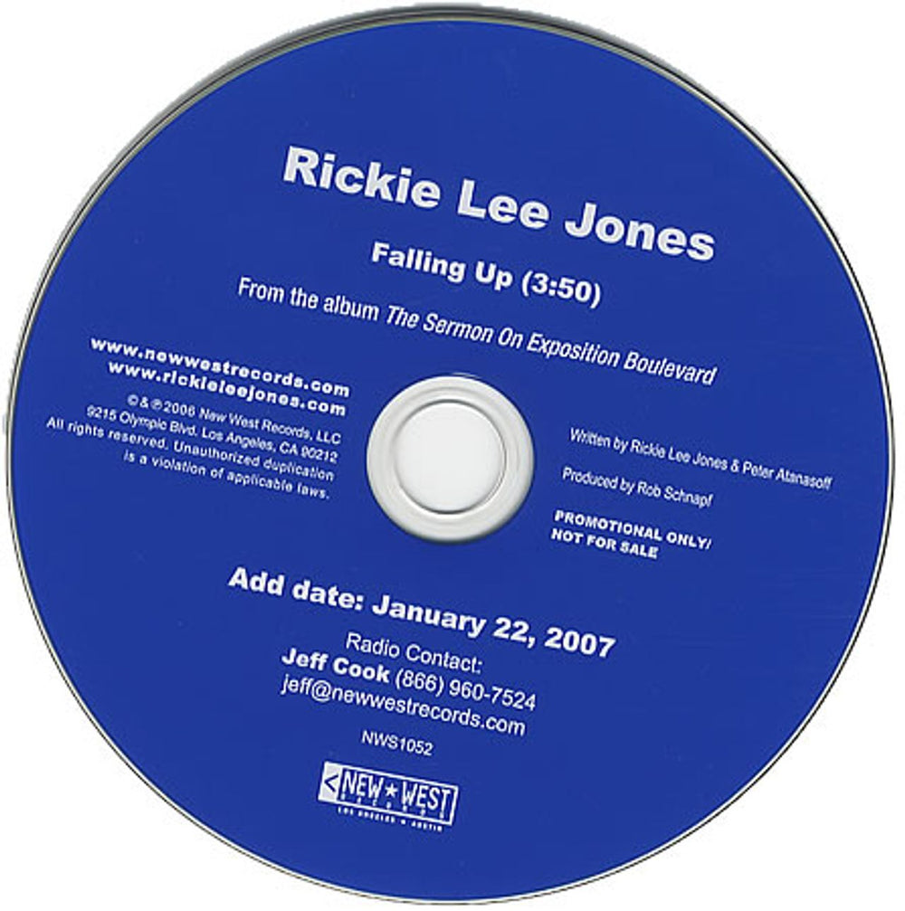 Rickie Lee Jones Falling Up US Promo CD single (CD5 / 5") NWS1052