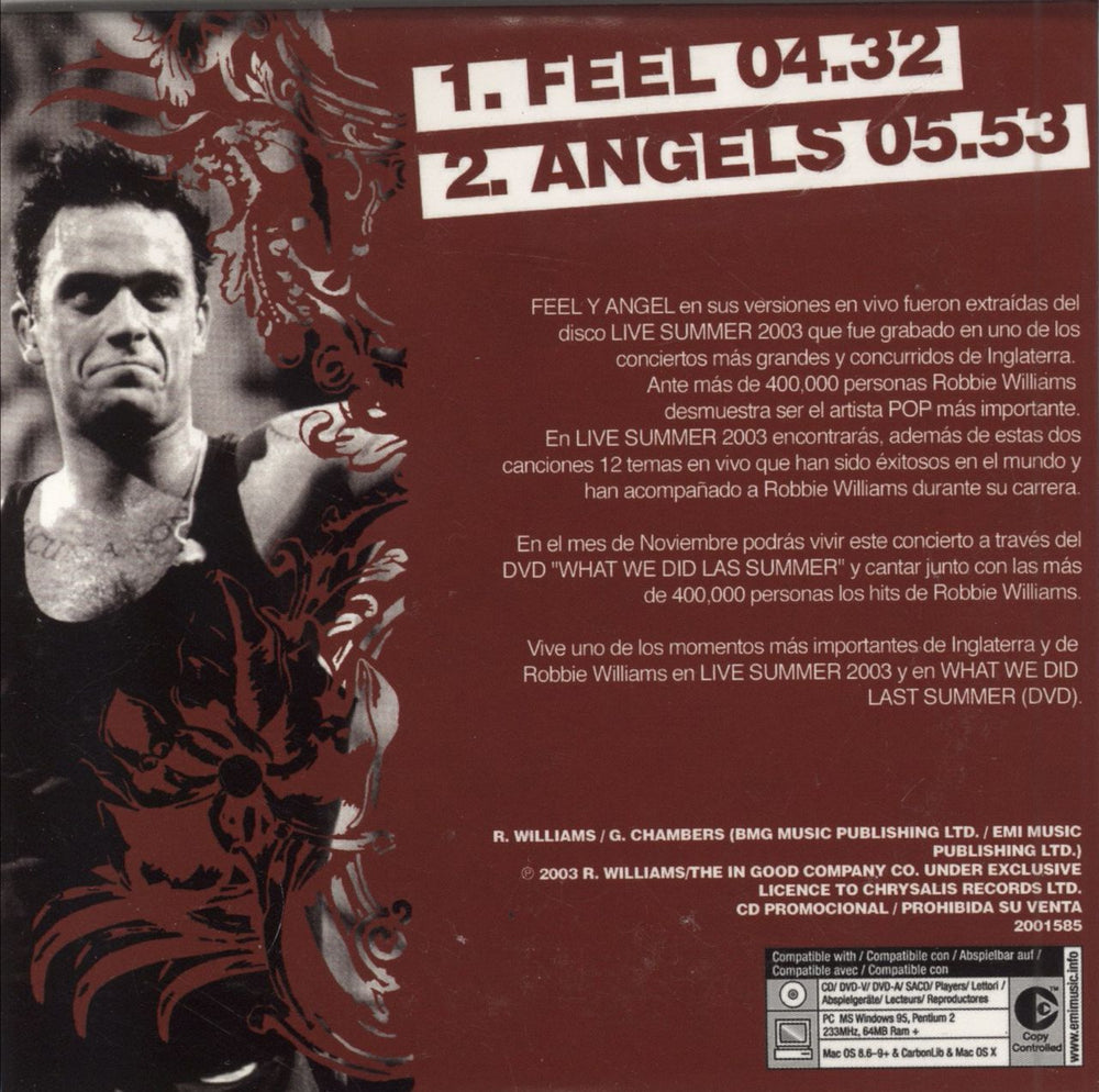 Robbie Williams En Vivo Mexican Promo CD single (CD5 / 5") RWIC5EN265708