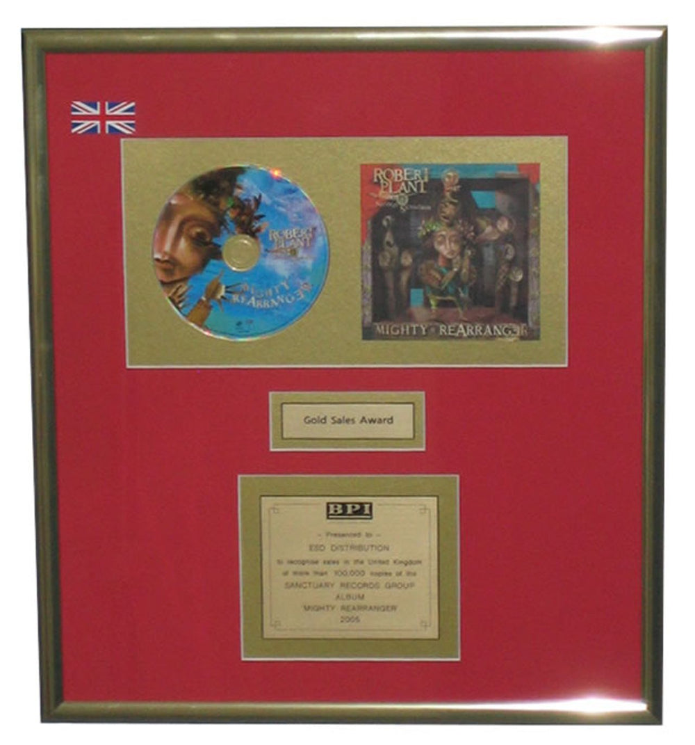 Robert Plant Mighty Rearranger UK award disc GOLD AWARD