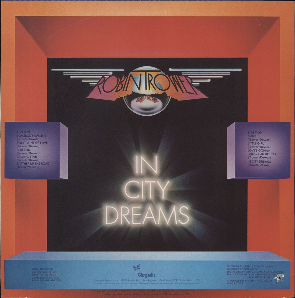 Robin Trower In City Dreams - EX US vinyl LP album (LP record)