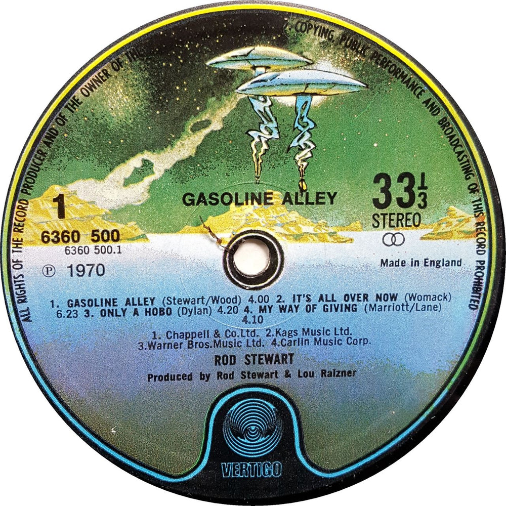 Rod Stewart Gasoline Alley - spaceship label UK vinyl LP album (LP record) RODLPGA653137