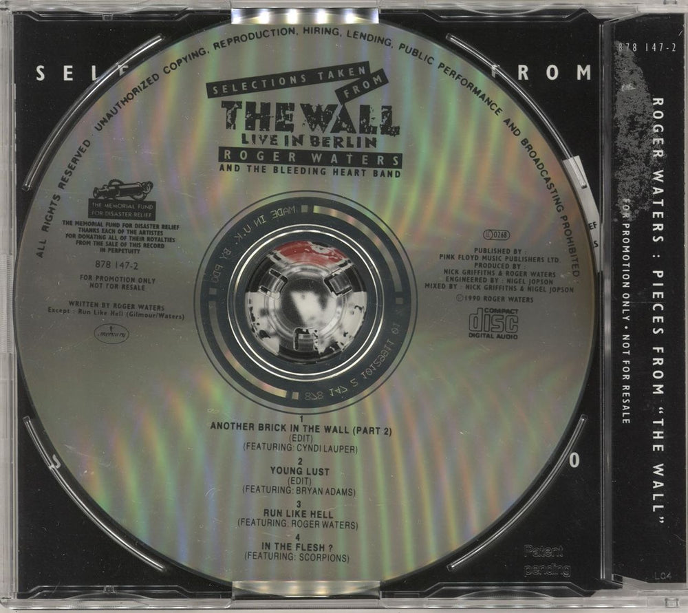 Roger Waters Pieces From The Wall UK Promo CD single (CD5 / 5") RWAC5PI20551