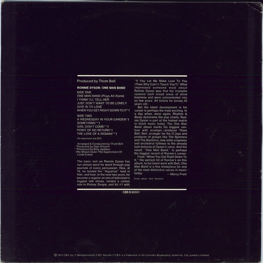 Ronnie Dyson One Man Band Dutch vinyl LP album (LP record)