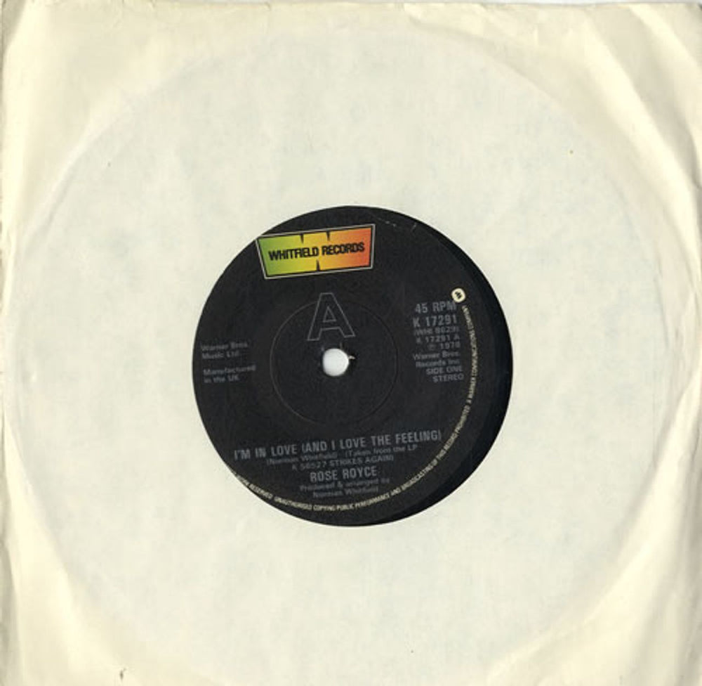 Rose Royce I'm In Love (And I Love The Feeling) UK 7" vinyl single (7 inch record / 45) K17292