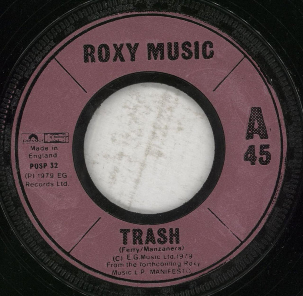 Roxy Music Trash - Wide Centre UK 7" vinyl single (7 inch record / 45) POSP32