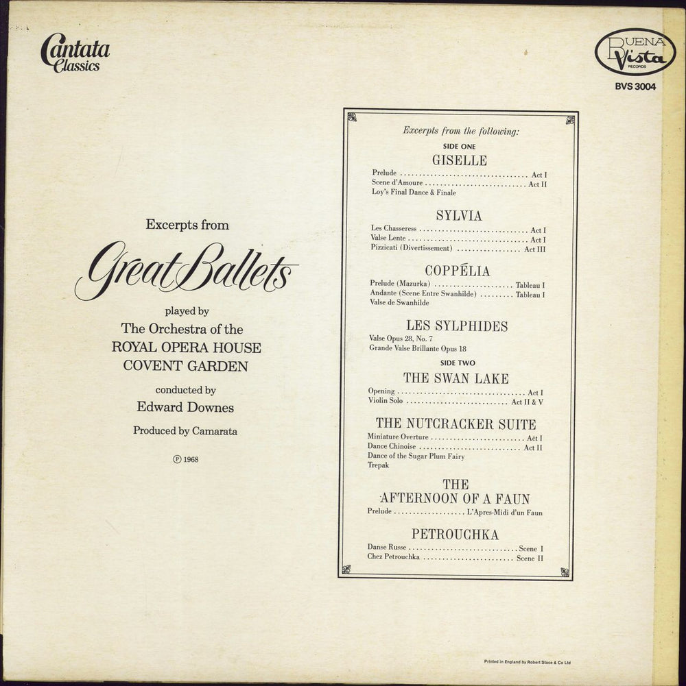 Royal Opera House Orchestra Excerpts From Great Ballets UK vinyl LP album (LP record)