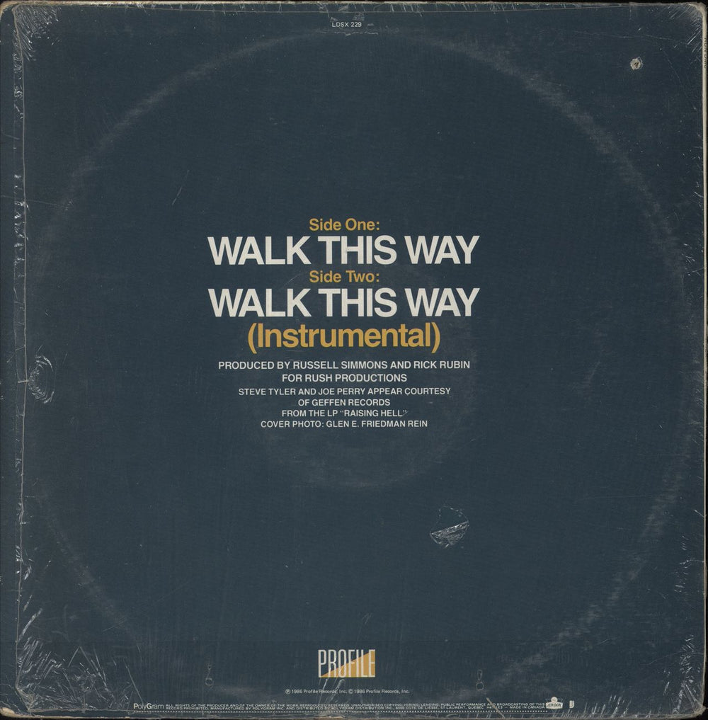 Run DMC Walk This Way Canadian 12" vinyl single (12 inch record / Maxi-single) 042288607618