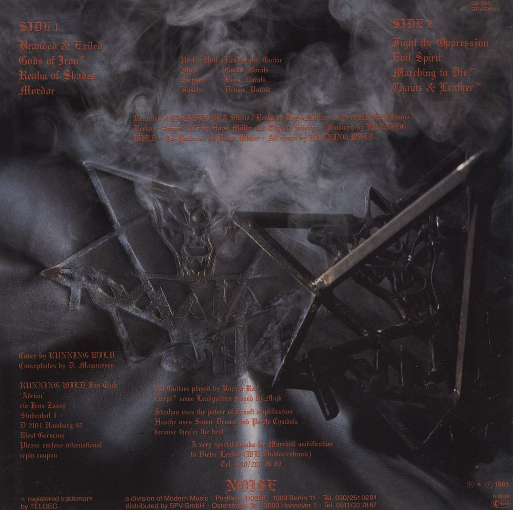 Running Wild Branded And Exiled German vinyl LP album (LP record)