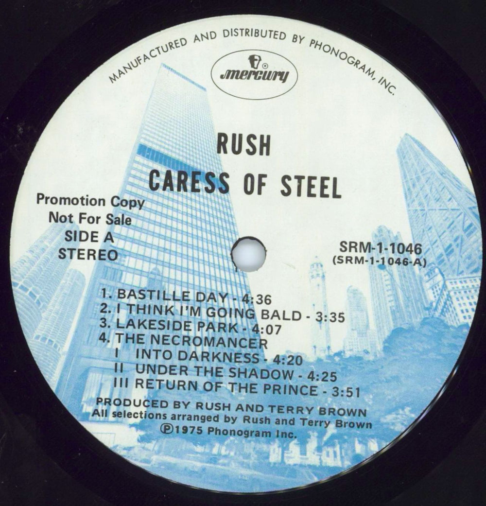 Rush Caress Of Steel US Promo vinyl LP album (LP record) RUSLPCA682697