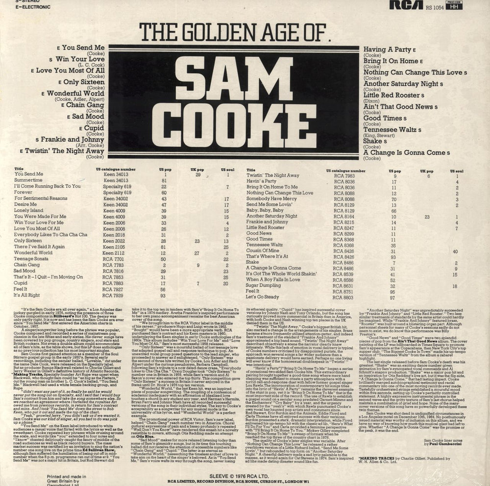 Sam Cooke The Golden Age Of Sam Cooke UK vinyl LP album (LP record)