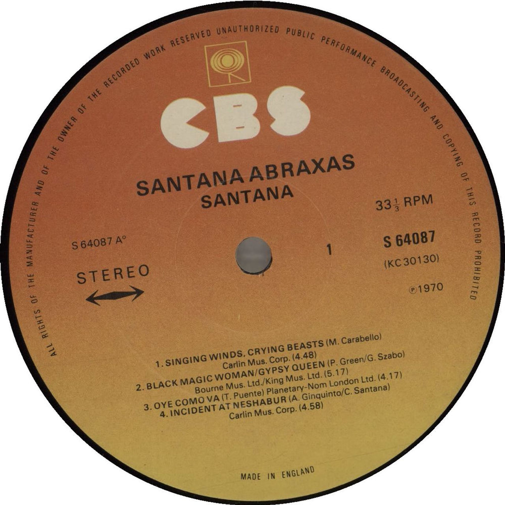 Santana Abraxas - 2nd UK vinyl LP album (LP record) SNTLPAB425163