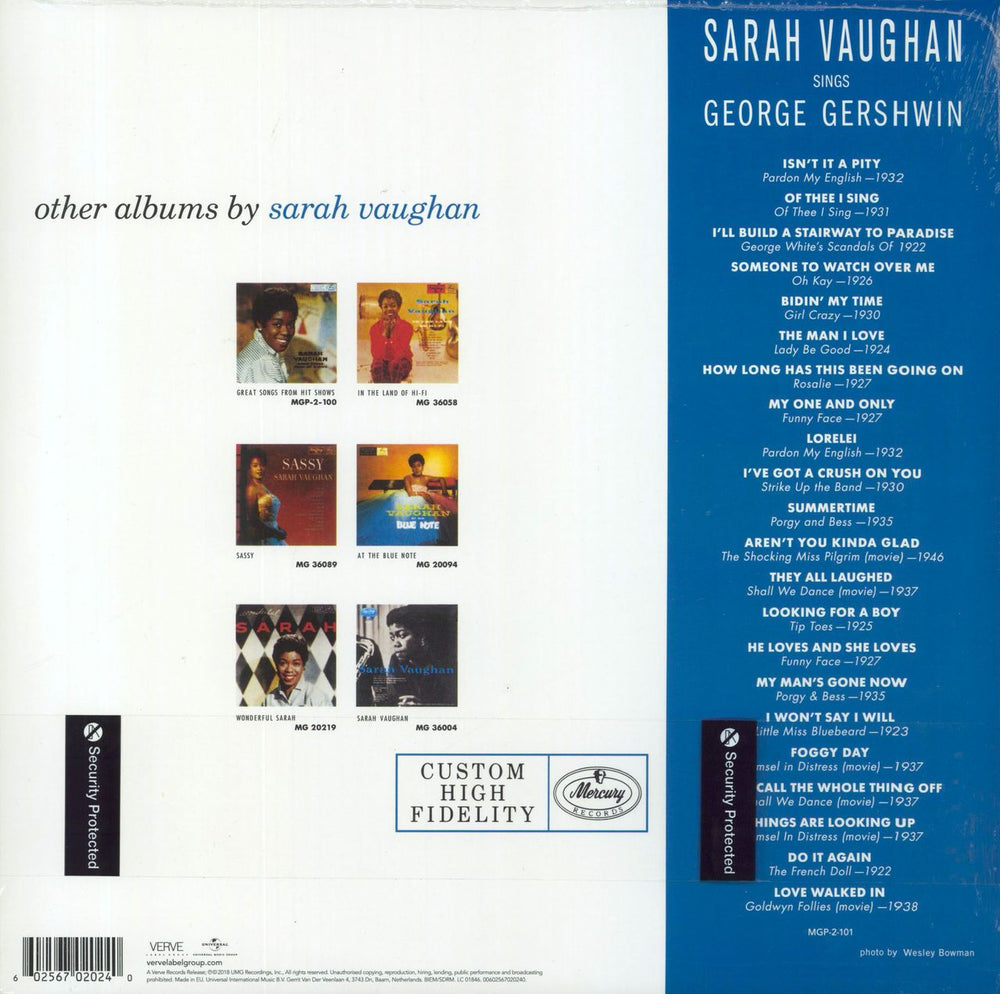 Sarah Vaughan Sarah Vaughan Sings George Gershwin - 180gm UK 2-LP vinyl record set (Double LP Album)