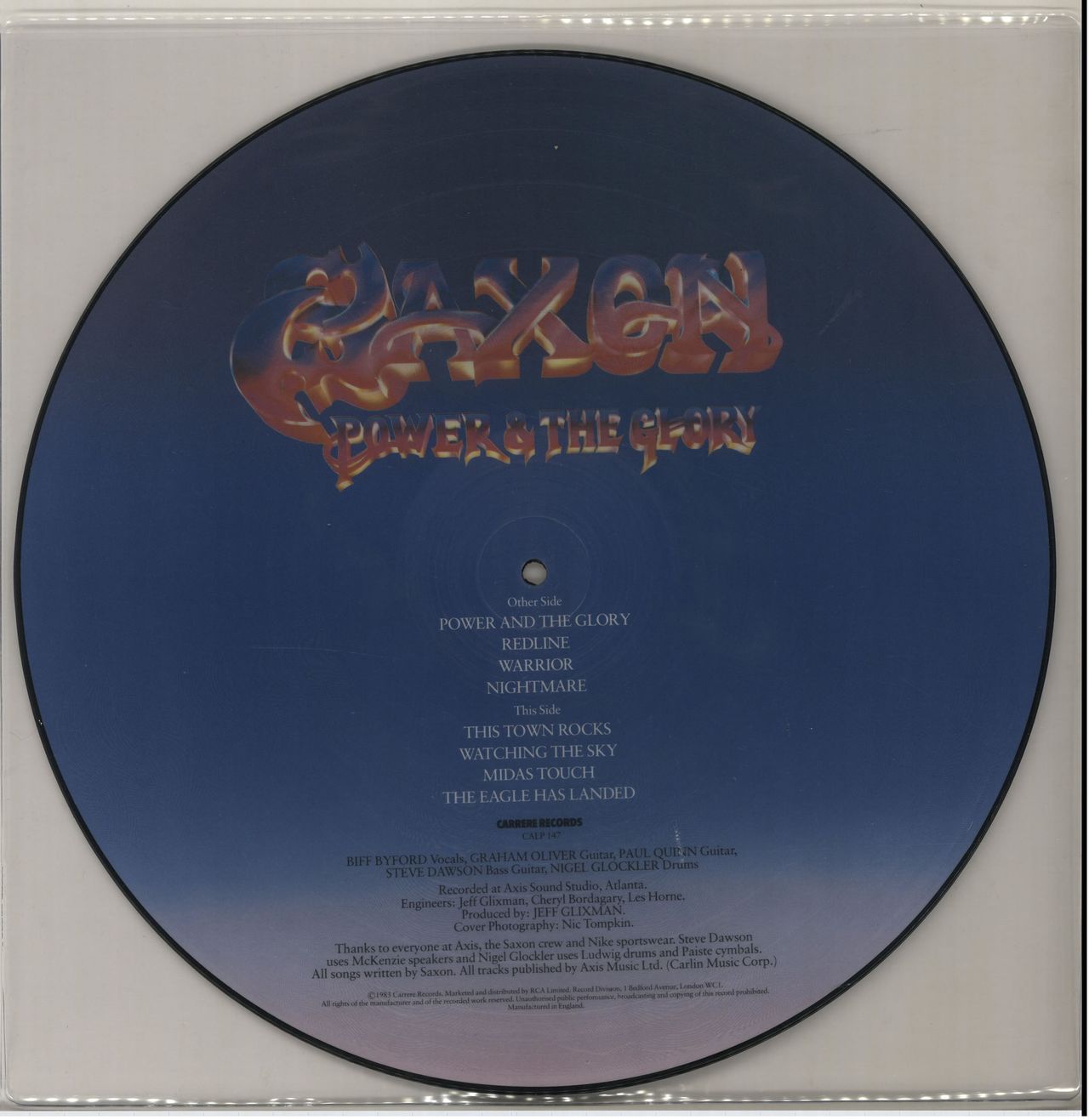Saxon Power & The Glory UK picture disc LP (vinyl picture disc album) SAXPDPO27256