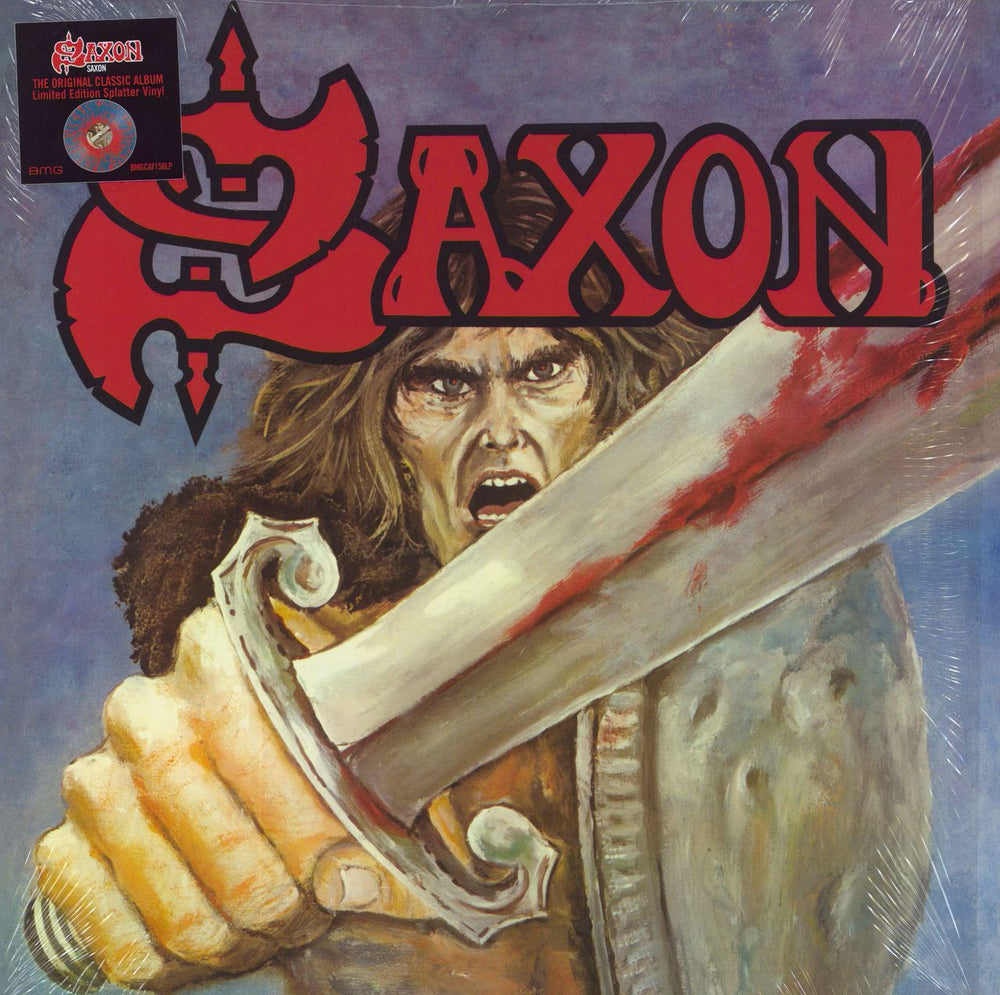 Saxon Saxon - Blue & Red Splatter Vinyl UK vinyl LP album (LP record) BMGCAT158LP