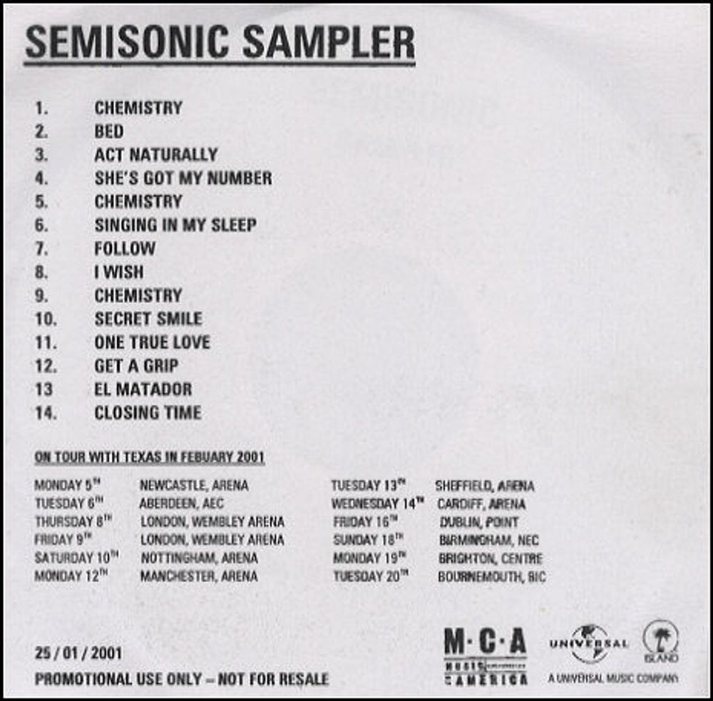 Semisonic Sampler UK Promo CD-R acetate CDR ACETATE