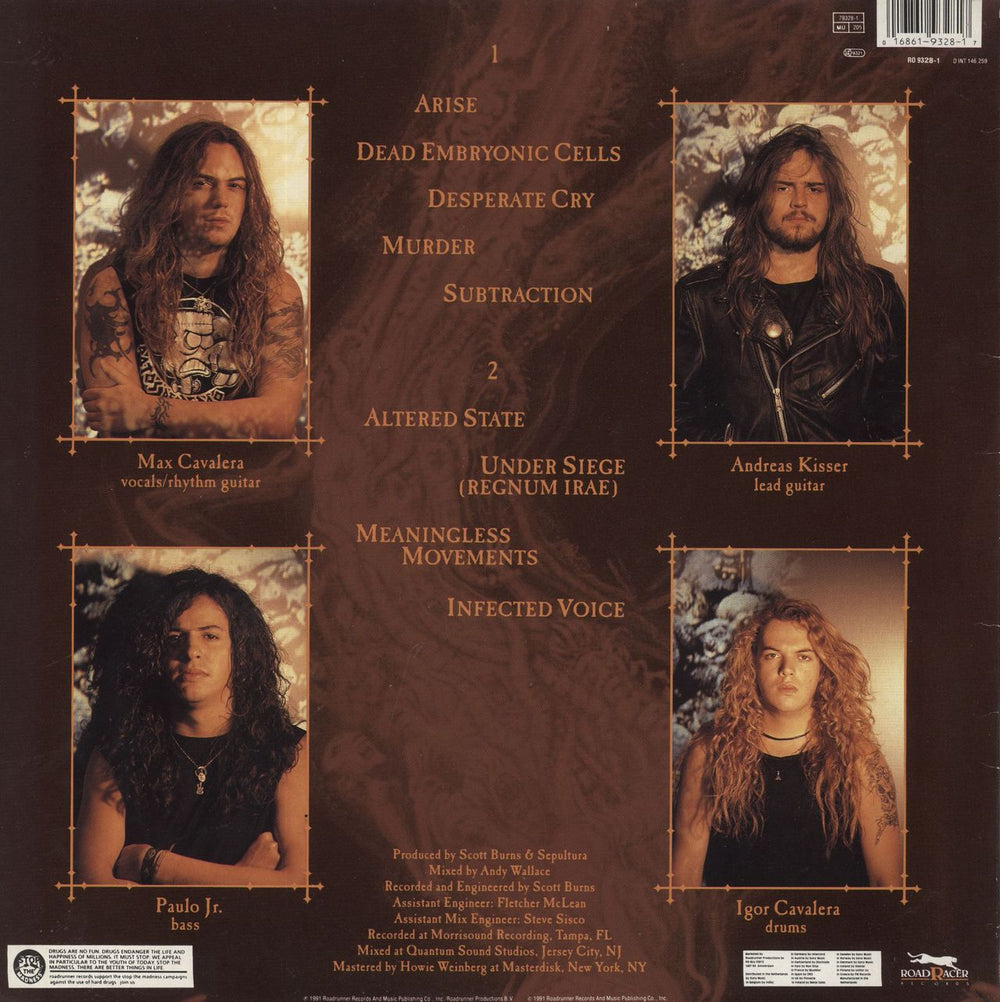 Sepultura Arise Dutch vinyl LP album (LP record) 016861932817