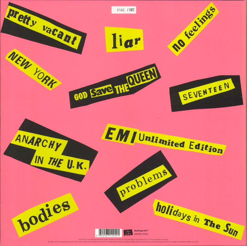 Sex Pistols Never Mind The Bollocks, Here's The Sex Pistols: Yellow & Pink Vinyl + Numbered UK 2-LP vinyl record set (Double LP Album) 602537142491