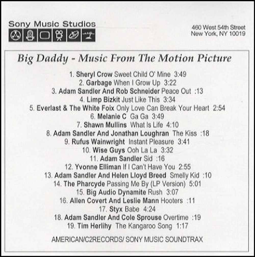 Sheryl Crow Sweet Child O' Mine - On Big Daddy Ost US Promo CD-R