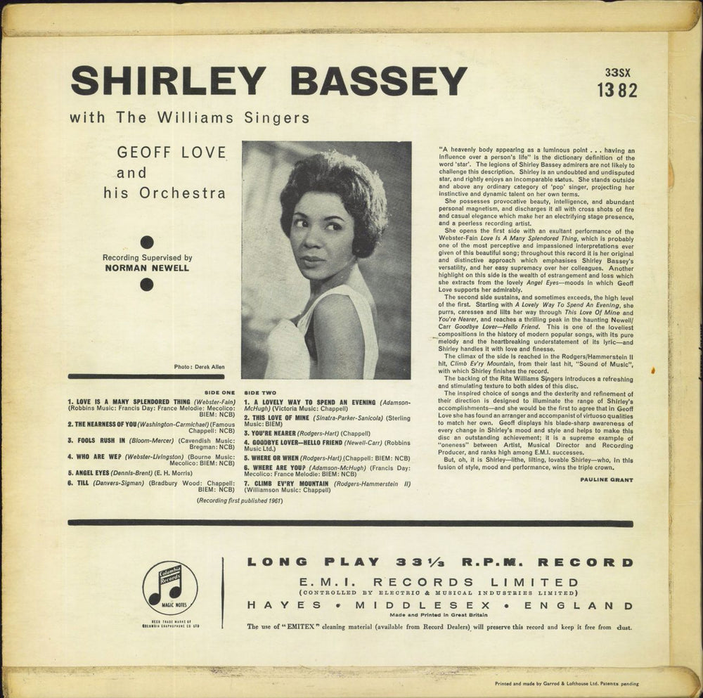 Shirley Bassey Shirley Bassey - 2nd UK vinyl LP album (LP record)