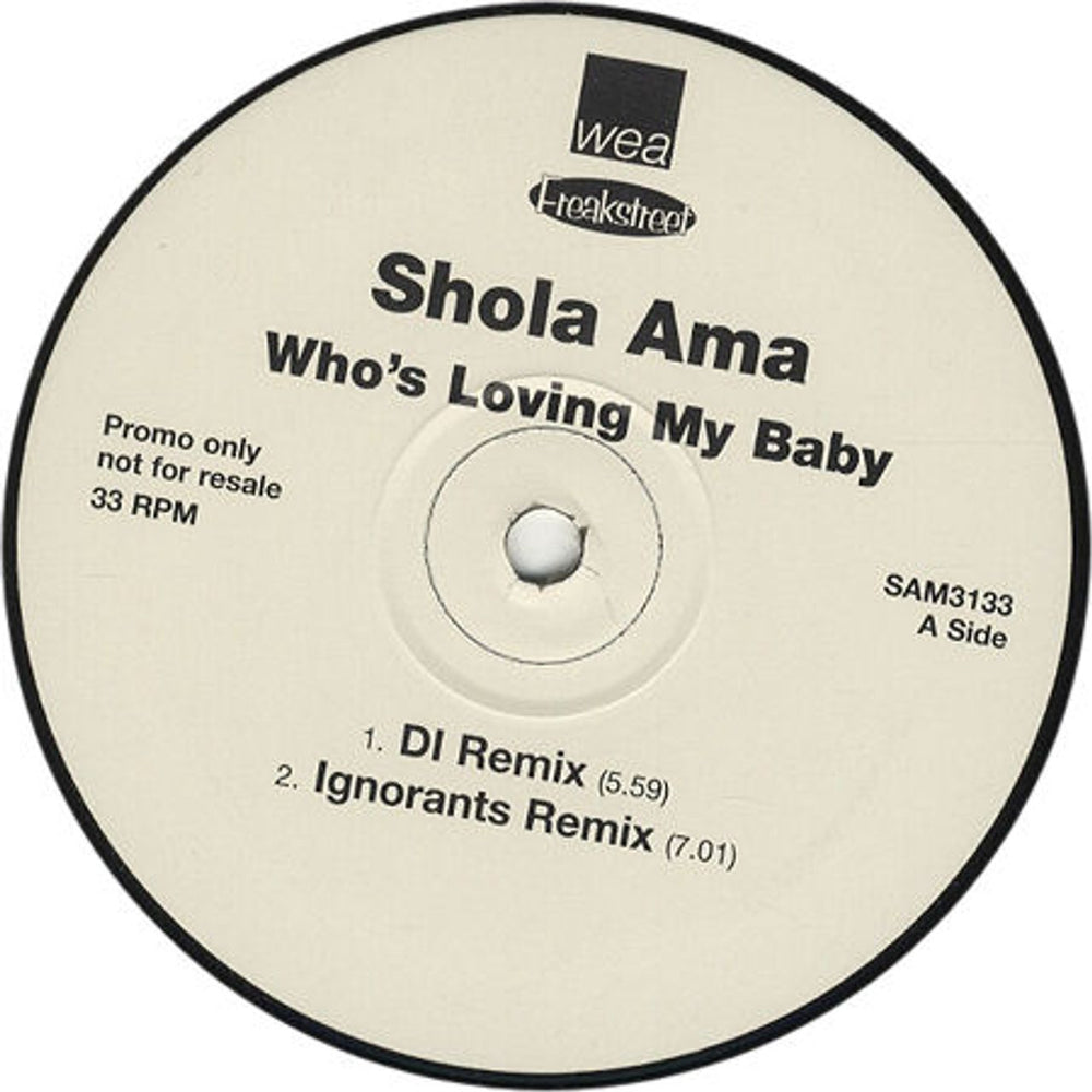 Shola Ama Who's Loving My Baby UK Promo 12" vinyl single (12 inch record / Maxi-single) SAM3133