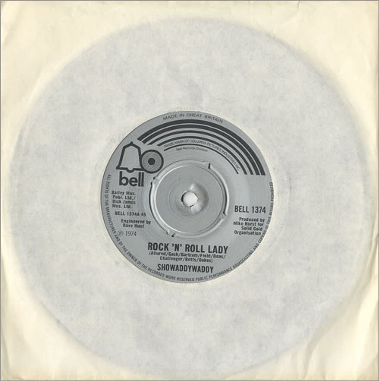 Showaddywaddy Rock 'n' Roll Lady UK 7" vinyl single (7 inch record / 45) BELL1374