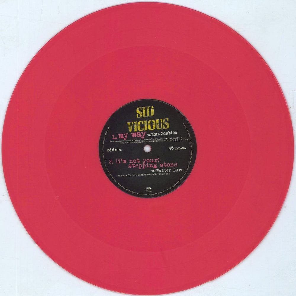 Sid Vicious My Way - Pink Vinyl US 12" vinyl single (12 inch record / Maxi-single) SDV12MY812231