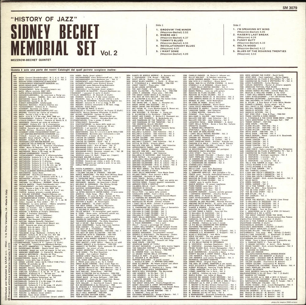 Sidney Bechet History Of Jazz Memorial Set Vol.2 Italian vinyl LP album (LP record)