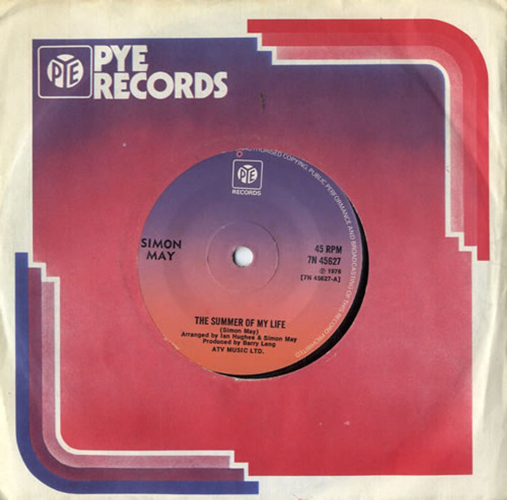 Simon May The Summer Of My Life - Solid UK 7" vinyl single (7 inch record / 45) 7N45627