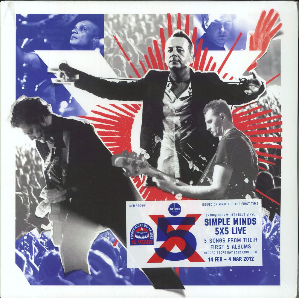 Simple Minds 5X5 Live - 180gm Blue/White/Red Vinyl - RSD UK 3-LP vinyl record set (Triple LP Album) DEMREC991