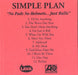 Simple Plan No Pads, No Helmets... Just Balls US Promo CD-R acetate CDR ACETATE