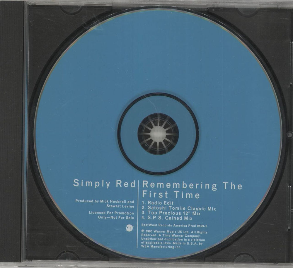 Simply Red Remembering The First Time US Promo CD single (CD5 / 5") PRCD9529-2