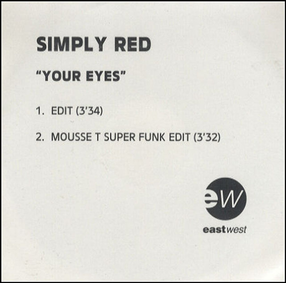 Simply Red Your Eyes UK Promo CD-R acetate CD ACETATE