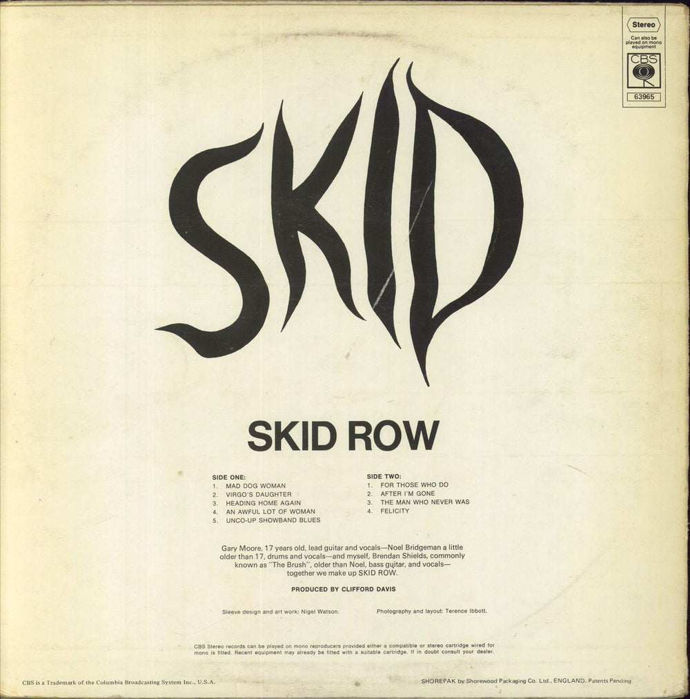 Skid Row (70s) Skid - 1st - VG UK vinyl LP album (LP record)